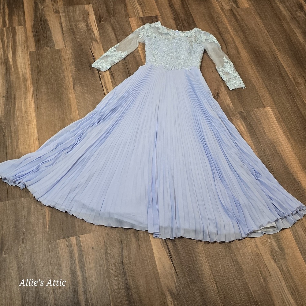 Lilac Purple Blue Beaded Haute Couture Mother Of Bride Dress Wedding Formal S* - Picture 14 of 15